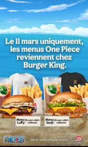 Menu Luffy ou Sanji : Burger + Accompagnement + Boisson + T-Shirt