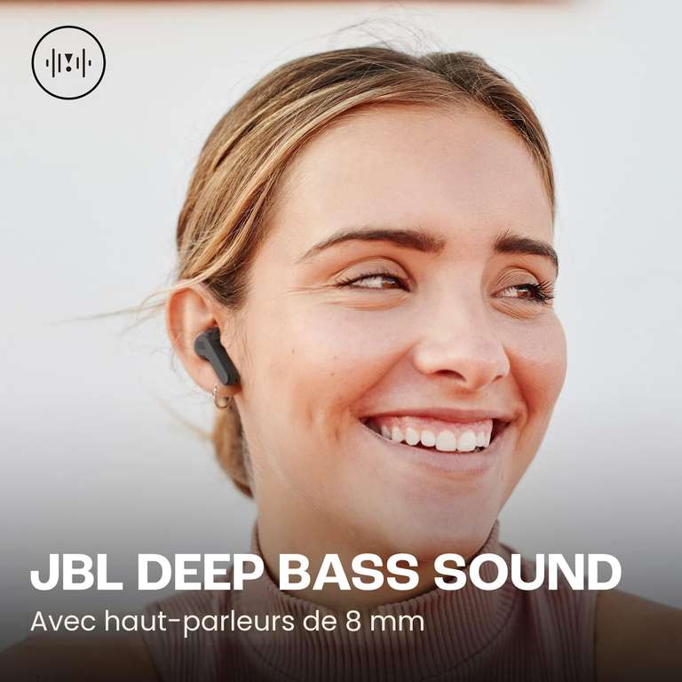 Écouteurs JBL Wave Beam Bleu - Sans Fil Intra-Auriculaires IP54, 32H Autonomie, Appels Mains Libres