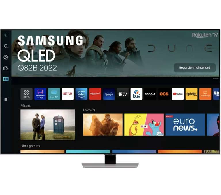 TV 55" Samsung QE55Q82B (2022) - 4K UHD, QLED, Smart TV (Vendeur tiers - Boulanger) - (695,13€ avec la remise The Corner de Boursorama)