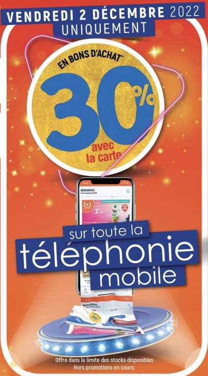 30% offerts en bon d’achat sur tous les téléphones mobiles - Bergerac (24)