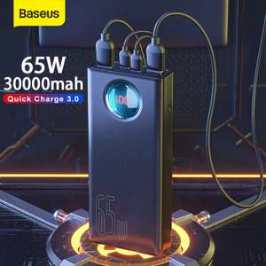 Batterie Externe Baseus - 30000 mAh, charge rapide 65W, couleur Noir et blanc
