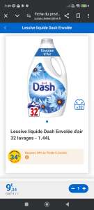 Sélection de Lessives Dash en promotions. Ex : 2 bidons Envolé d’air – 2x32 lavages (via 6,36€ sur carte fidélité, ODR 6,36€ et 6,36€)