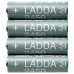 4 Piles rechargeable Ladda HR06 AA 1,2V, 2450 mAh