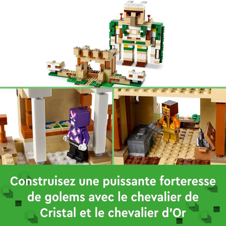LEGO 21250 Minecraft La Forteresse du Golem de Fer, Château Qui se Transforme en Grande Figurine, avec 7 Minifigurines