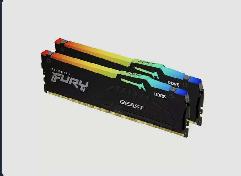 Kit Mémoire RAM Kingston Fury Beast DDR5 RGB - 16Go (2x8Go), 5600MT/s DDR5, CL40 DIMM