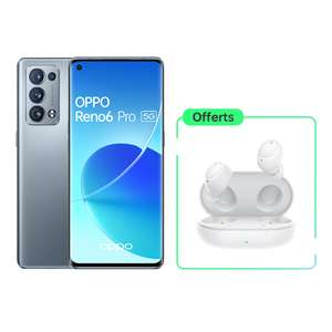 Smartphone 6.55" Oppo Reno 6 Pro 5G - full HD+ AMOLED 90 Hz, SnapDragon 870, 12 Go de RAM, 256 Go + Ecouteurs Oppo Enco Buds offert