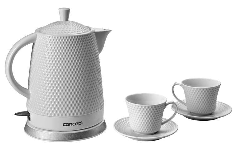 Bouilloire en Céramique Concept 1,5 L Avec 2 Tasses Et Sous-Tasses - 1500 W