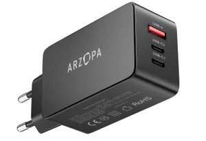Chargeur Rapide USB C ARZOPA 65W - GaN Prise USB 3 Ports (Via Coupon - Vendeur Tiers)
