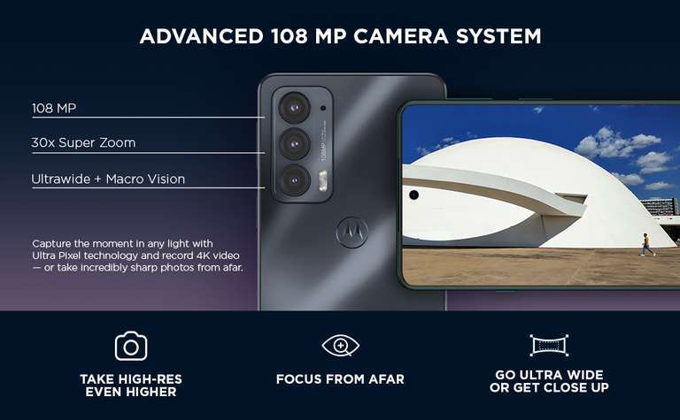 Smartphone 6.7" Motorola Moto Edge 20 5G - Full HD+ OLED 144 Hz, Snapdragon 778G, 8 Go RAM, 128 Go