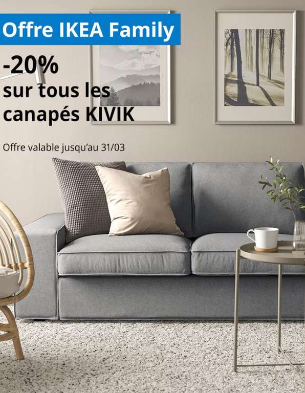 [Ikea Family] 20% de remise sur tous les canapés de la gamme Kivik