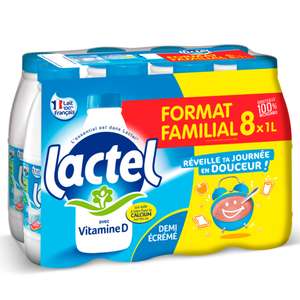 2 Packs de lait 8×1L Lactel enrichi en vitamine D (via 6,79€ sur Carte fidélité) - Cambrai (59)