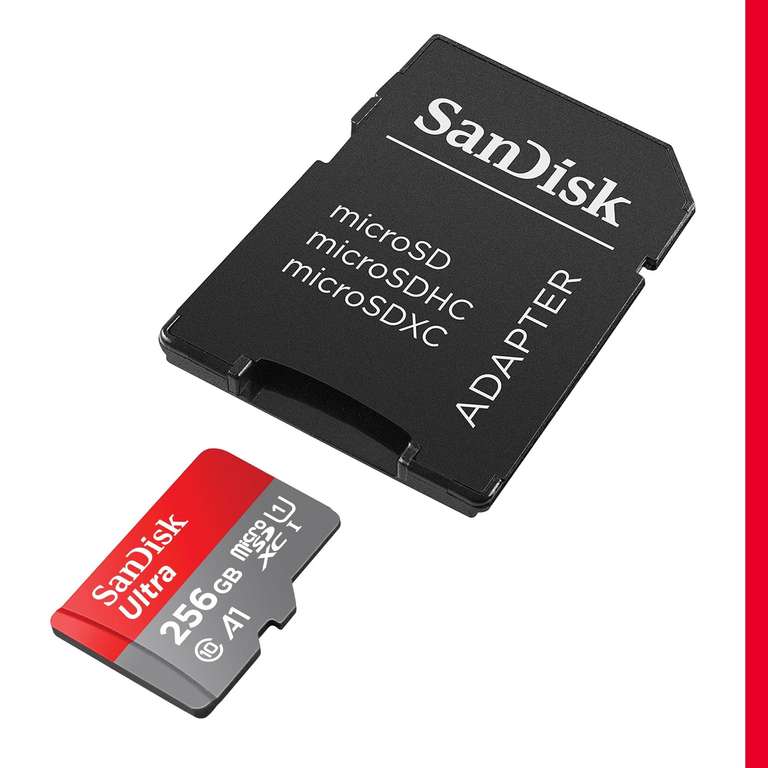 Carte microSDXC SanDisk 256 Go Ultra UHS-I Carte + Adaptateur SD, avec jusqu'à 150 Mo/s