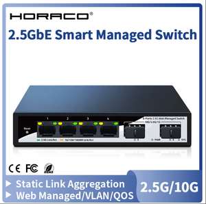 Commutateur de réseau Ethernet intelligent - 4 ports RJ45, 2500Mbps port spf+ 10gbits