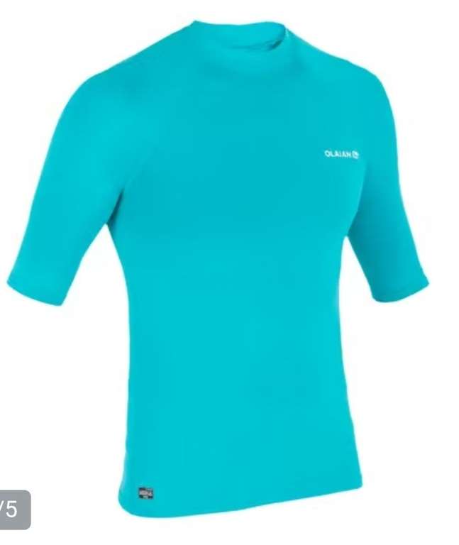 T-shirt anti UV homme manches courtes Olaian Surf 100 Bleu clair (Tailles S et M)