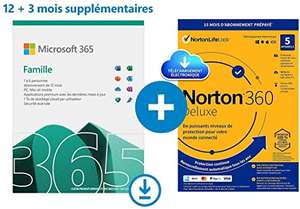 Licence Microsoft 365 Famille + Norton 360 - 15 mois (Dématérialisé)