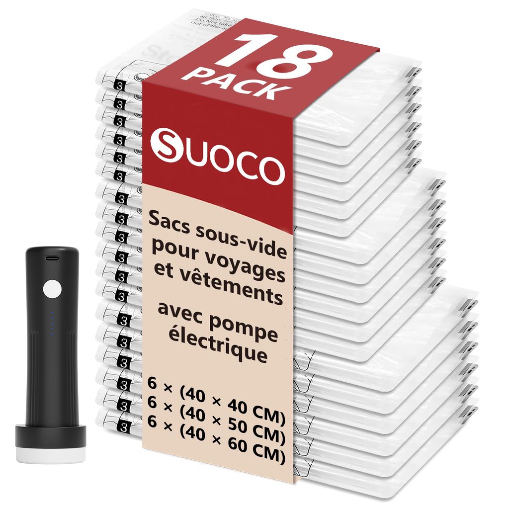 Sac sous vide vêtement aspirateur avec pompe électrique, 18 pièces - Organiseurs de bagage voyage (vendeur tiers)