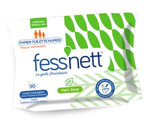 Échantillon de Papier toilette humide Fessnett Vert Aloe Gratuit (fessnett.fr)
