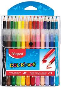 Paquet de 15 crayons de couleur Maped Color'Peps + paquet de 12 feutres lavables Maped Jungle Color’Peps