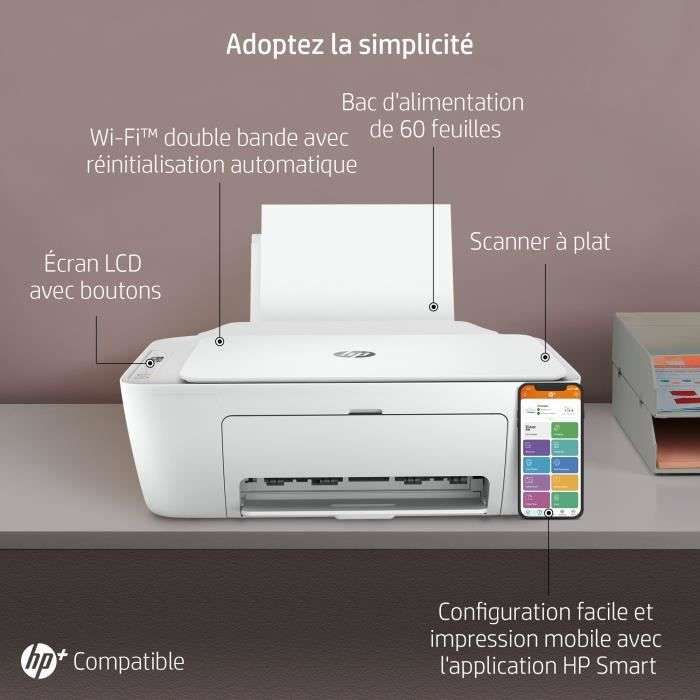 Imprimante tout-en-un jet d'encre couleur HP DeskJet 2710e + 6 mois d’encre inclus via Instant Ink