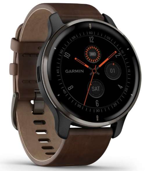 [Précommande] Montre GPS connectée Garmin Venu 2 plus - 2 bracelets cuir et silicone noir (Via ODR de 70 €)