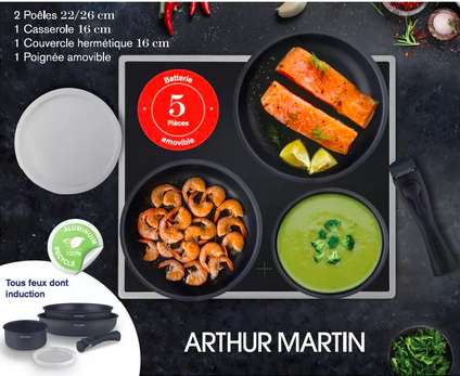 Batterie de cuisine ARTHUR MARTIN 5 pièces Aluminium Recyclé