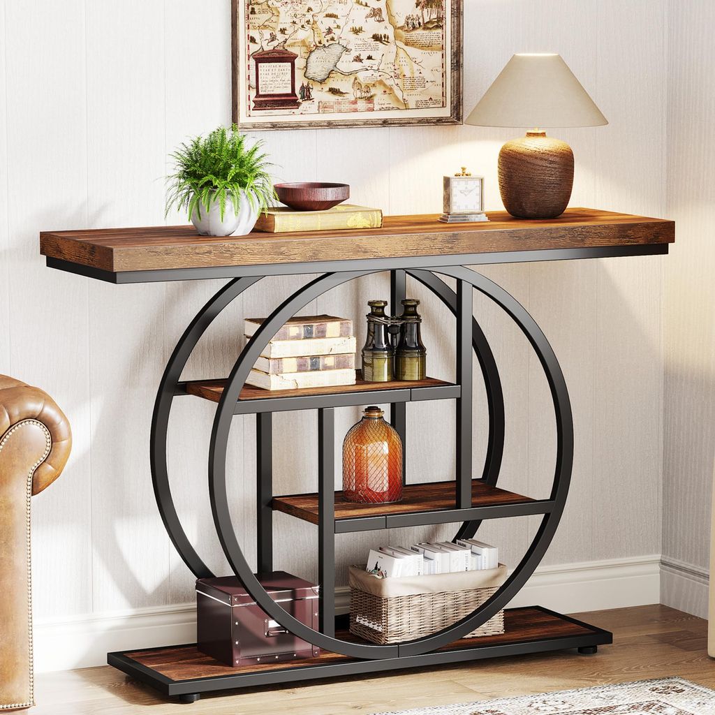 Meuble Console de Style Industriel Tribesigns - 105 cm, à 4 Niveaux avec Base Circulaire (vendeur tiers)