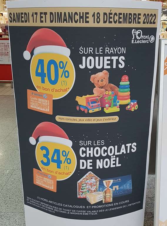 40% remboursés en bon d'achat sur le rayon jouet (hors consoles, jeux vidéo & jeux d'extérieur) - Saint-Orens de Gameville (31)