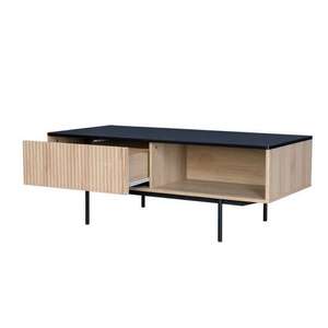Table Basse Memphis - 1 tiroir - Décoir bois et noir