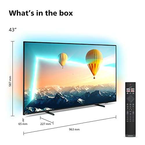 [Prime DE] TV 43" Philips 43PUS8007/12 - 4K UHD, HDR10+, 60 Hz, Dolby Vision & Atmos, Ambilight,3
