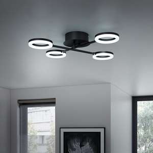 Plafonnier LED Inspire Iring - 4 spots, métal noir, 52.5 x 35.6 cm