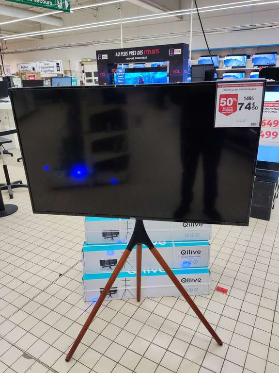 Support TV au sol Q1310 - Noir / Bois, Auchan Perols (34)