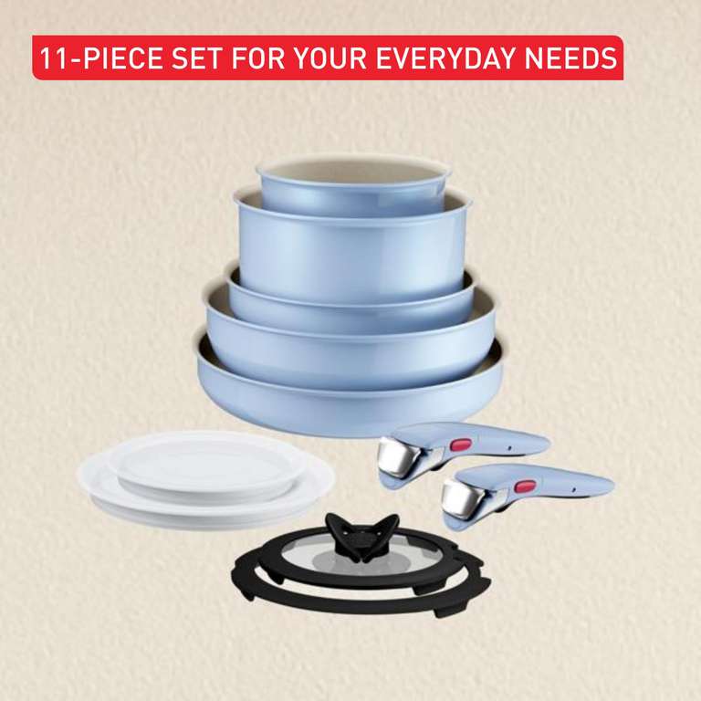 Batterie De Cuisine Tefal Ingenio Serenity 11 Pièces - Antiadhésif, Induction, Poignée Amovible
