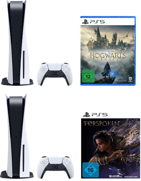 Pack Console Sony PS5 Standard (Lecteur Disque) + Forspoken ou Hogwarts Legacy (Frontaliers Allemagne)