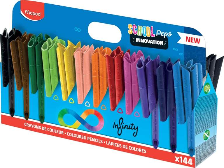 Pack de 144 crayons de couleur Maped School'Peps Infinity, 100% Mine, 100% Utilisable