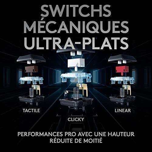 Clavier gaming sans-fil mécanique Logitech G915 Lightspeed TKL - Switch GL Tactile, AZERTY