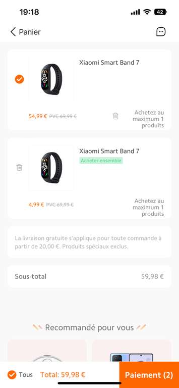 2 Montres connectée Xiaomi Smart Band 7