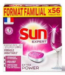 Paquet de 56 Tablettes lave-vaisselle Sun tout en un Expert Extra Power - différentes variétés (via 7,53 € sur la carte)