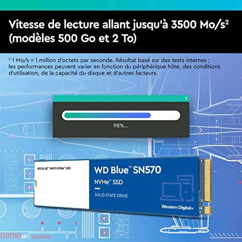 SSD interne M.2 NVMe WD Blue SN570 - 1 To, TLC (Vendeur Tiers)