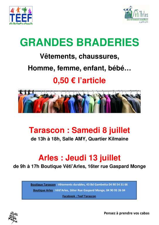 [Braderie] 0,50€ l'article - Vêtements & Chaussures d'Occasion - taille bébé jusqu'à adulte - Tarascon, Arles (13)