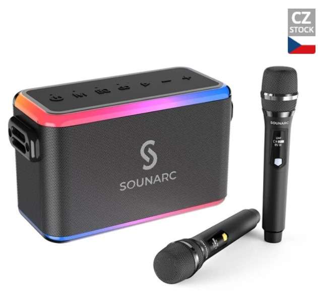Haut-parleur de karaoké SOUNARC A1 - 80W, Bluetooth 5.0, 2 micros sans fil inclus (Entrepôt EU)