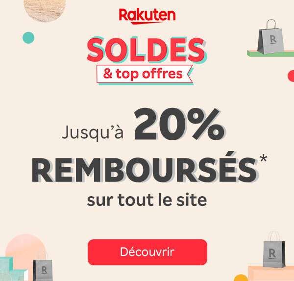 Jusqu'à 20% offerts en Rakuten Points sur tout le site selon votre statut (Max 100€ à 200€)