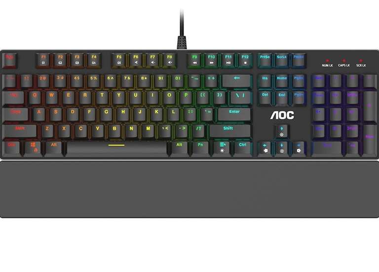 Clavier gaming mécanique filaire AOC GK500 - Éclairage RVB, Anti-ghosting, Switch Outemu RED, AZERTY