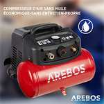Compresseur d'air mobile Arebos - 6 Litres, 13 pièces, sans huile, arrêt automatique (vendeur tiers)