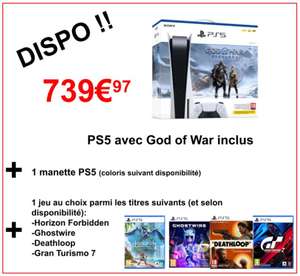 Console Sony PS5 God of War + 2eme Manette + 1 Jeu au choix(Brétigny 91)