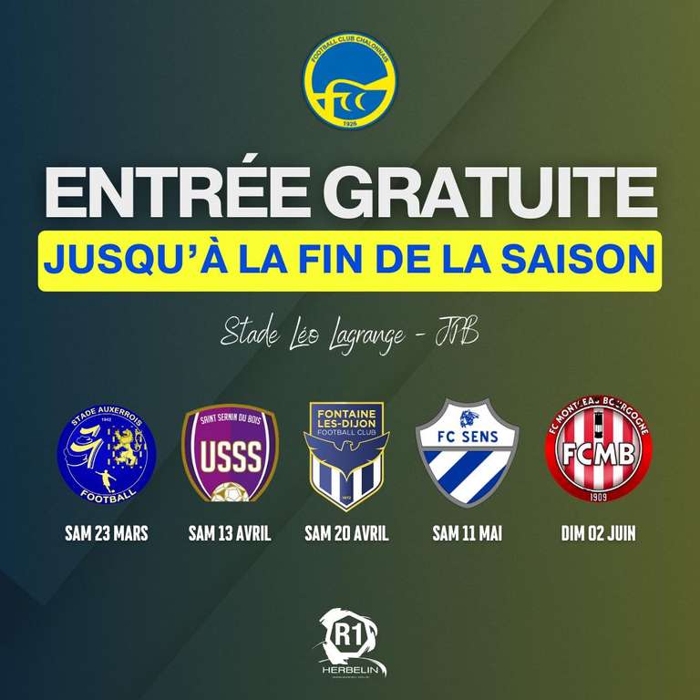 Entrée gratuite aux Matchs du FC Châlon jusqu'à la fin de saison (71)