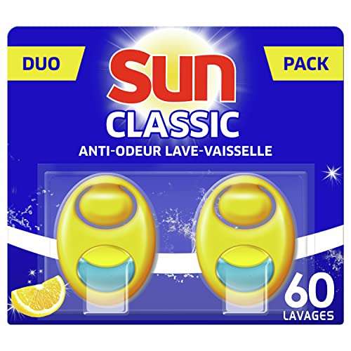 Lot de 2 Packs de 60 Dose de Désodorisant Sun Lave-Vaisselle Citron Duo - 120 Doses