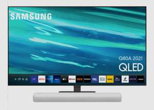 TV QLED 65" Samsung QE65Q80A - 4K UHD, 100 Hz, Smart TV + Barre de son Samsung HW-S41T (via ODR de 400€)