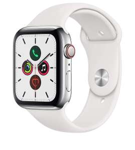 Montre connectée Apple Watch Series 5 - GPS + Cellular, 44 mm, Acier bracelet Sport, blanc