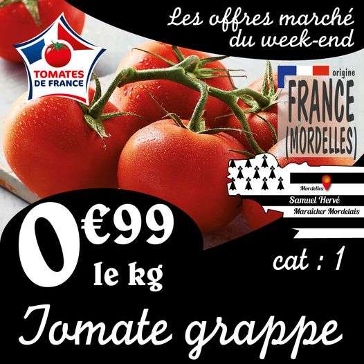 Tomate en grappe (Origine France, Cat 1) - 1kg (Shop'in Pacé 35)