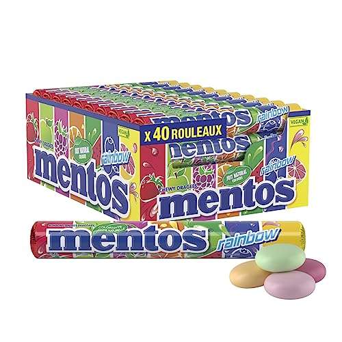 Boîte de 40 Rouleaux Rainbow Mentos - 7 Fruits Assortis